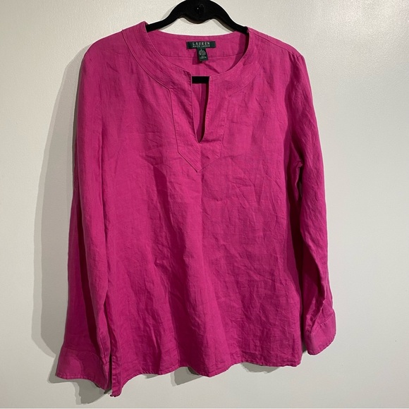Lauren Ralph Lauren Linen blouse fushia pink - Picture 3 of 14